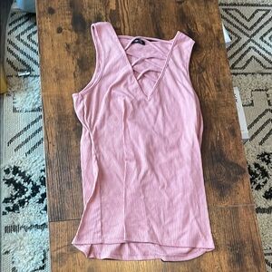 Rue21 Pink Asymmetrical Fitted Tank Top